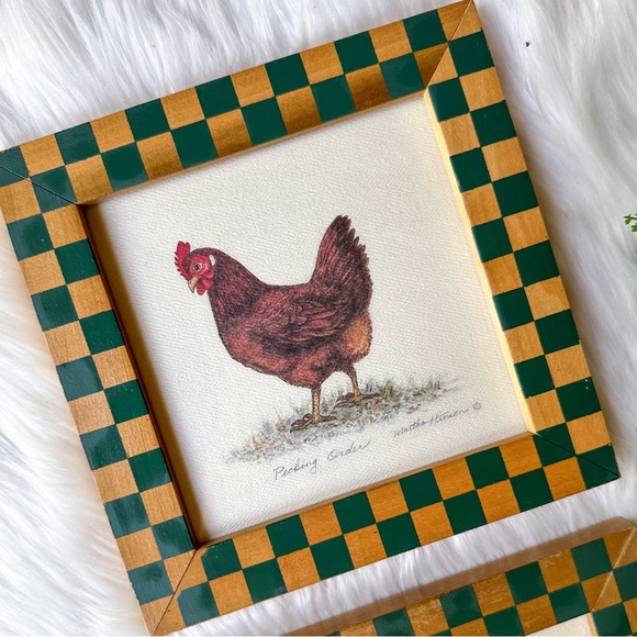 Vintage Lithographs Pecking Order/Ruler of the Roost Chicken Rooster Frame Farm - Picture 5 of 6